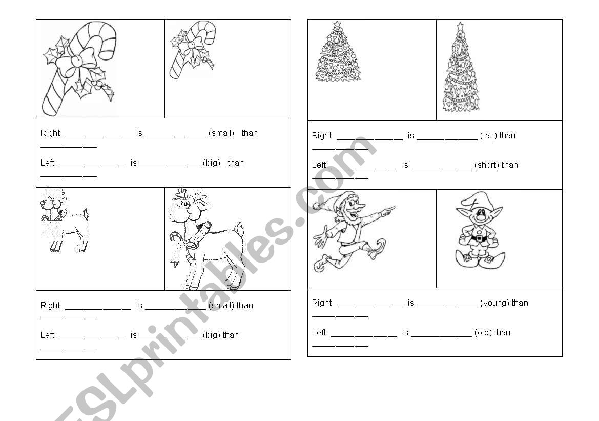 Size comparison (Christmas) worksheet