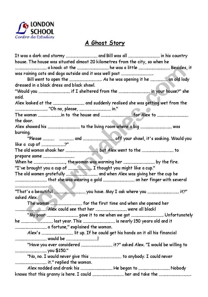 ghost story worksheet