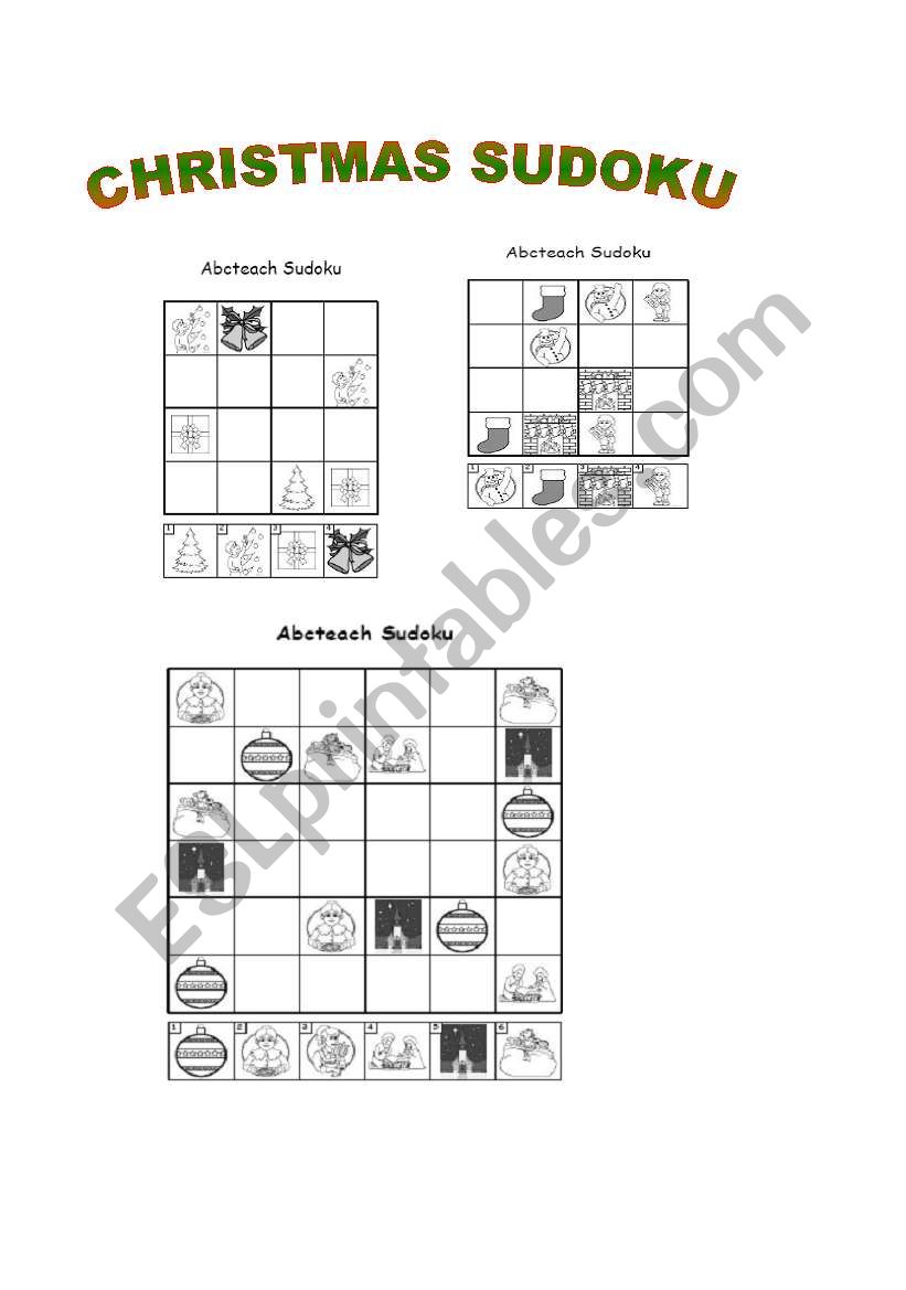 Christmas sudoku worksheet