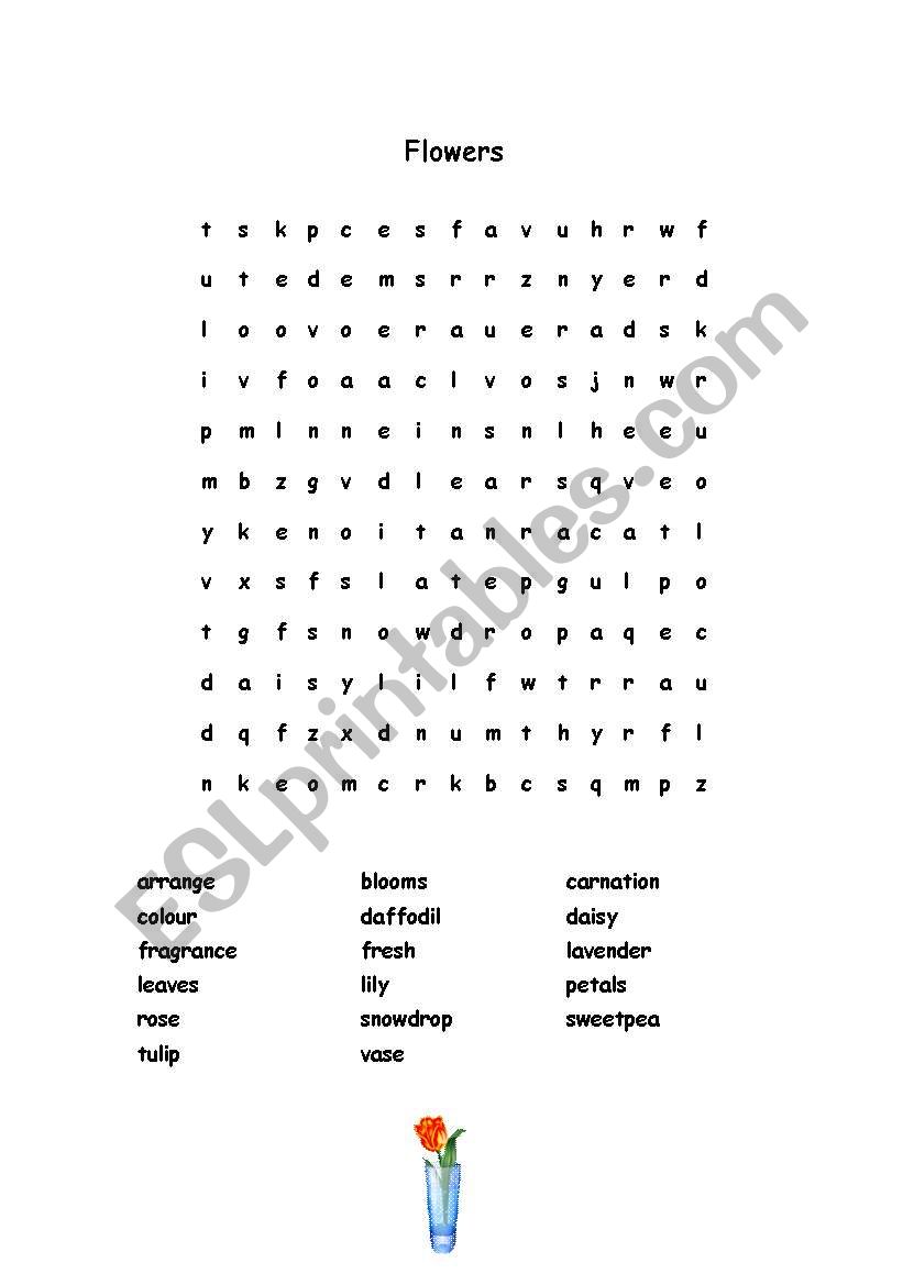 Flowers Word Search worksheet