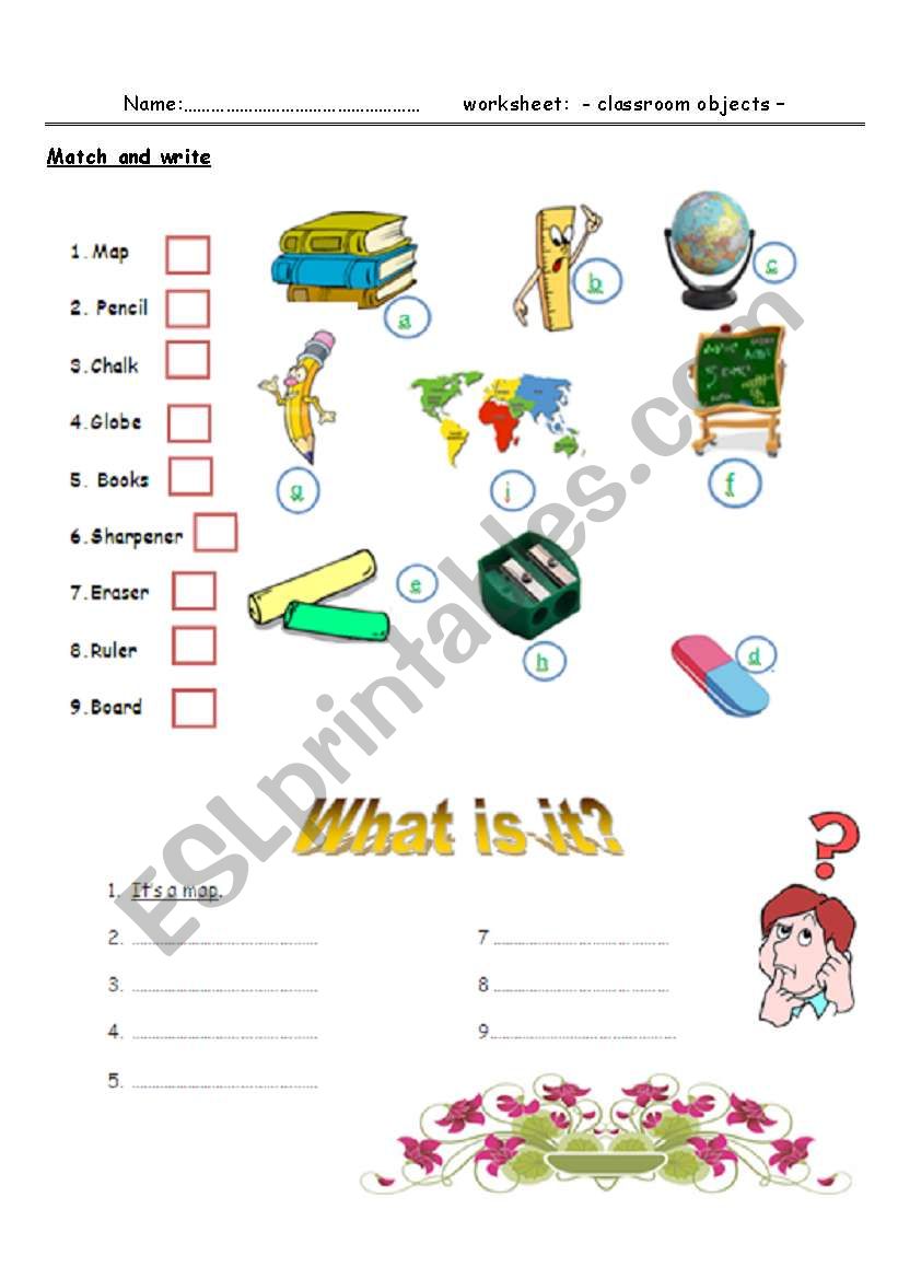 classroom objects worksheet