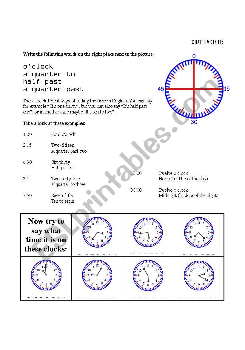 time worksheet