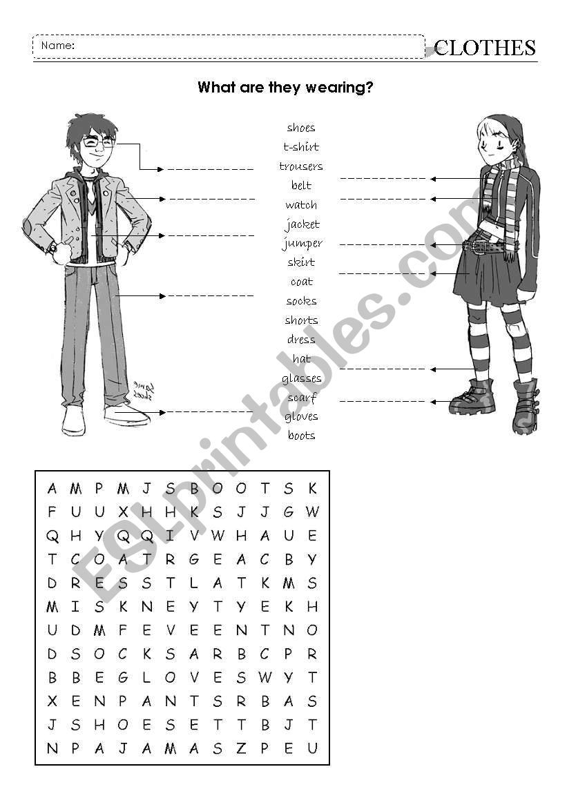 clothes worksheet