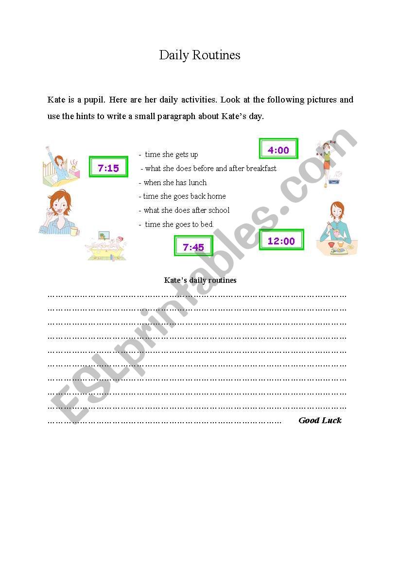  Daily routines worksheet