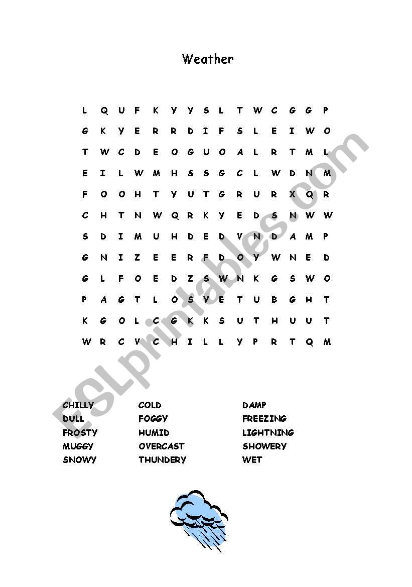 Weather Word Search worksheet