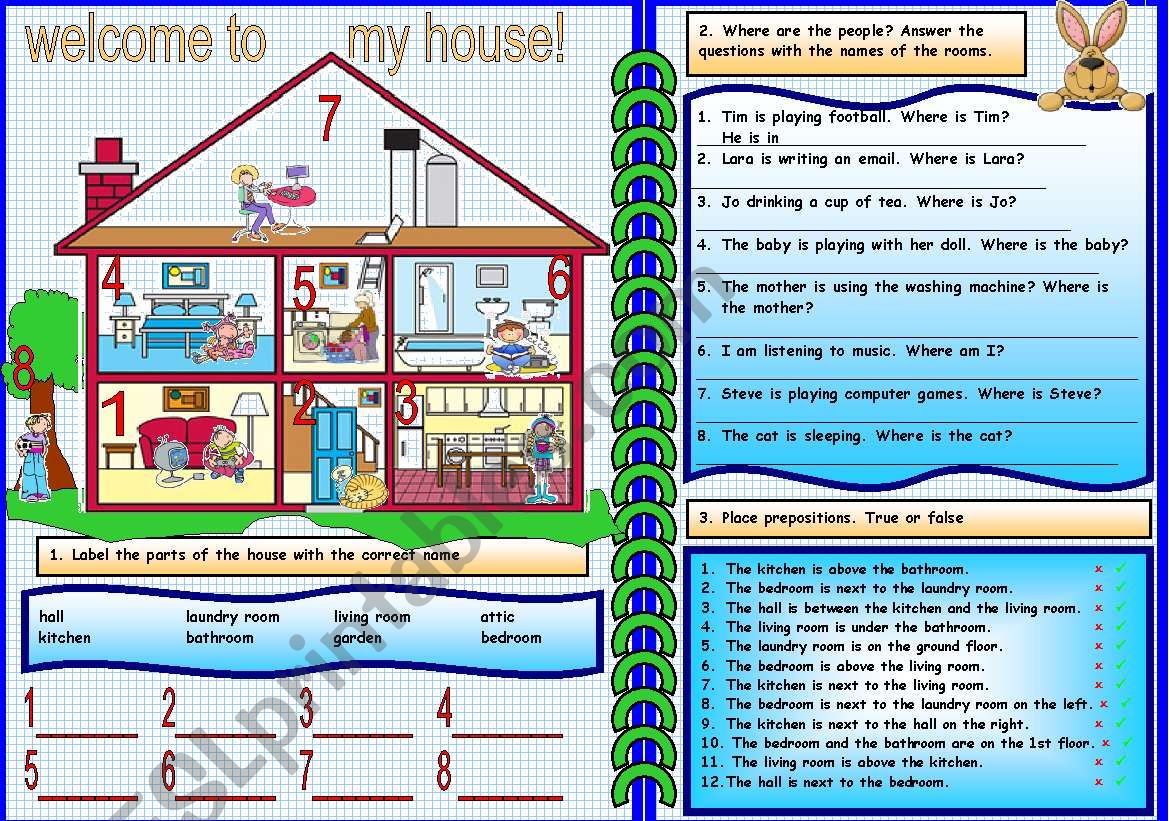 Parts of the house worksheet