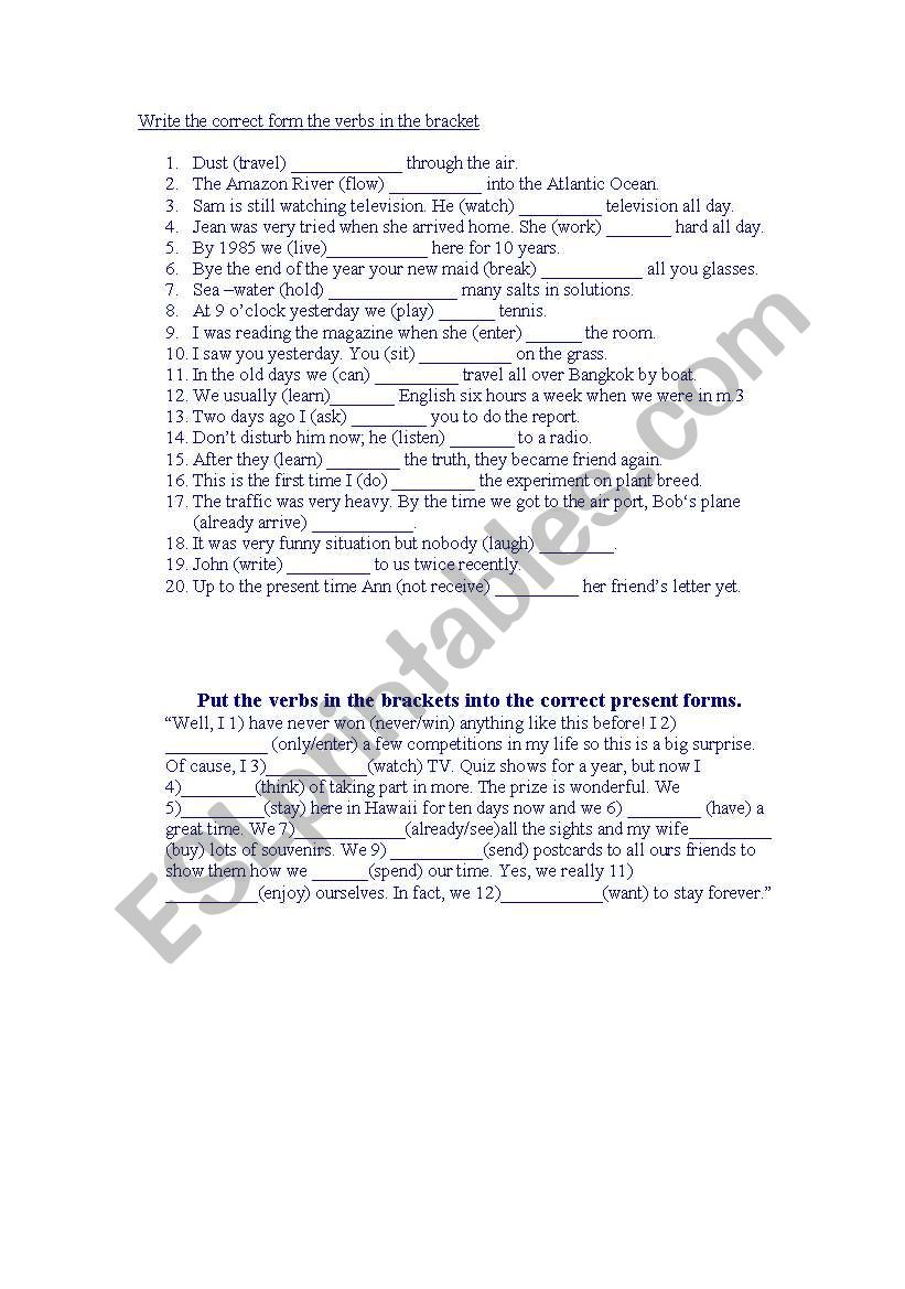 Grammar Tense worksheet