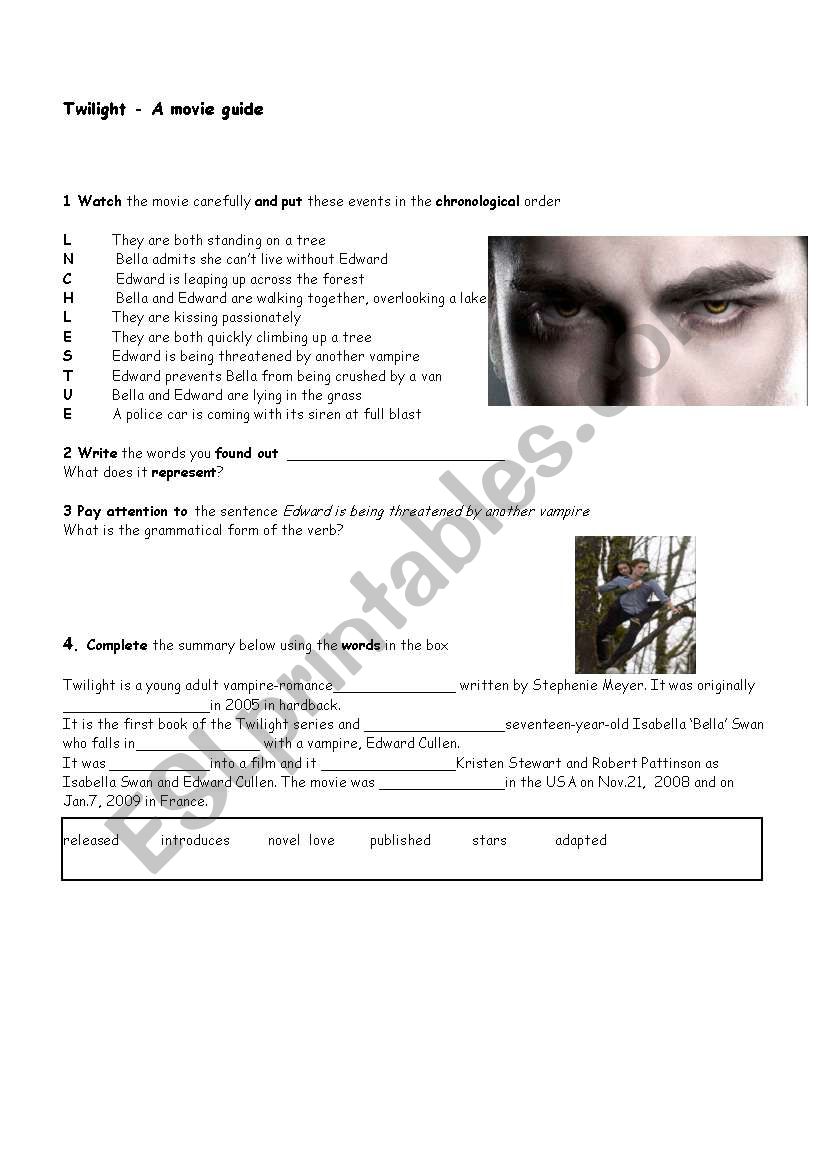Twilight_movie quiz worksheet