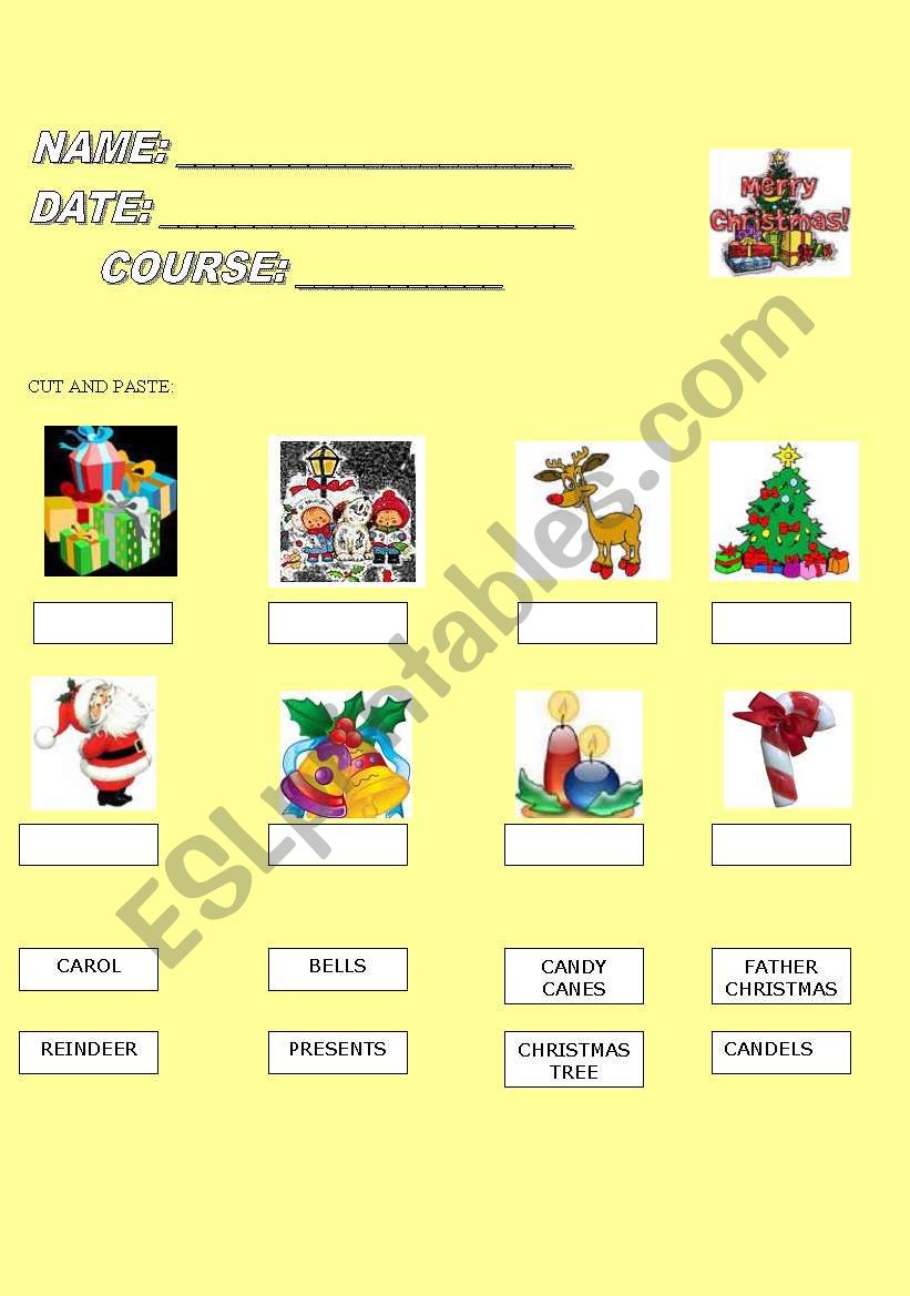 CUT AND PASTE worksheet