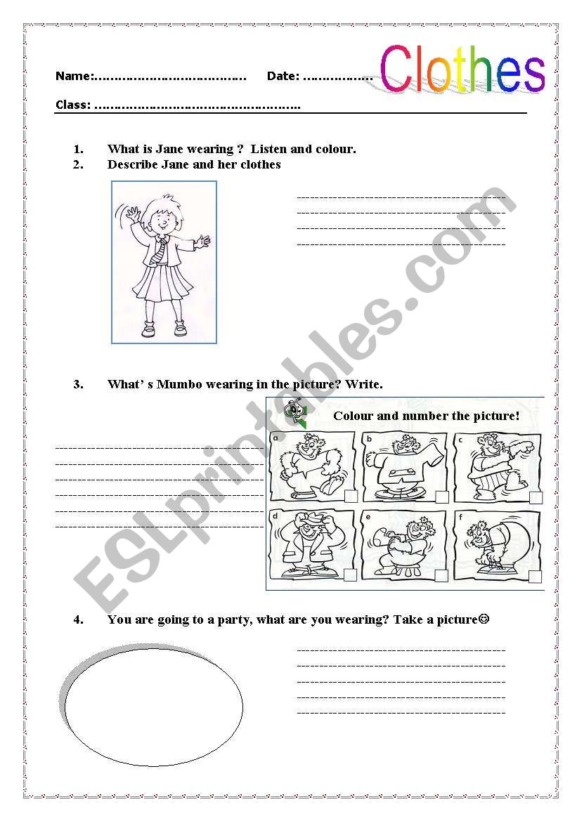 Clothes worksheet