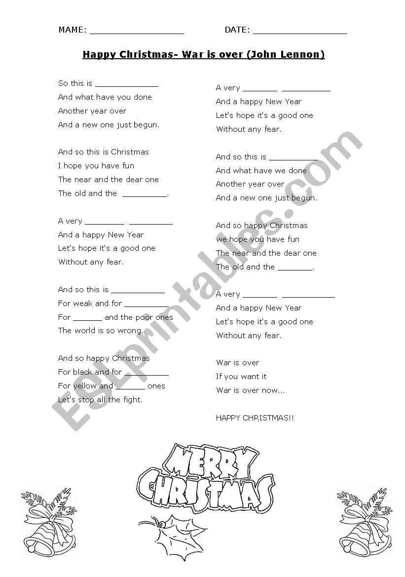 Happy Christmas-war is over John Lennon song