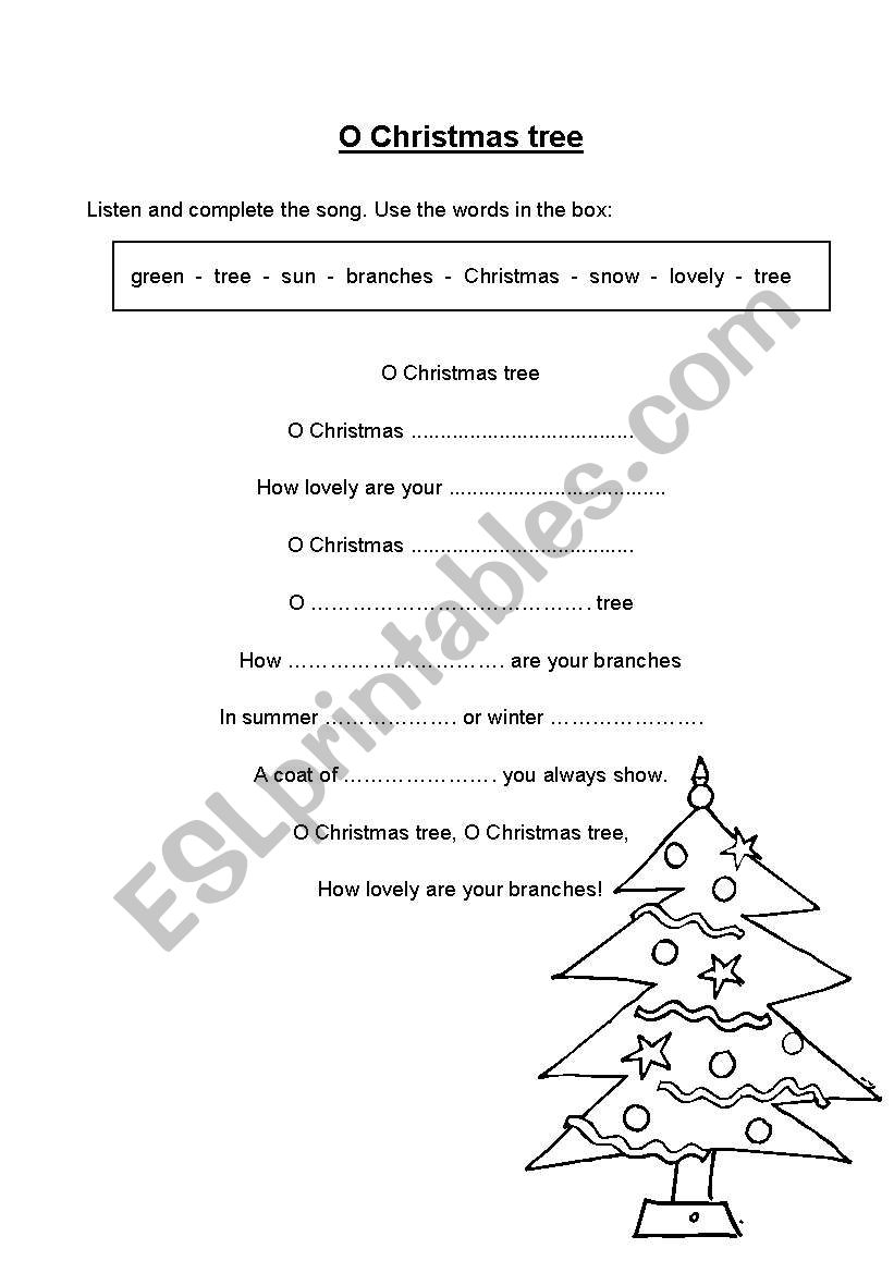 O christmas tree worksheet
