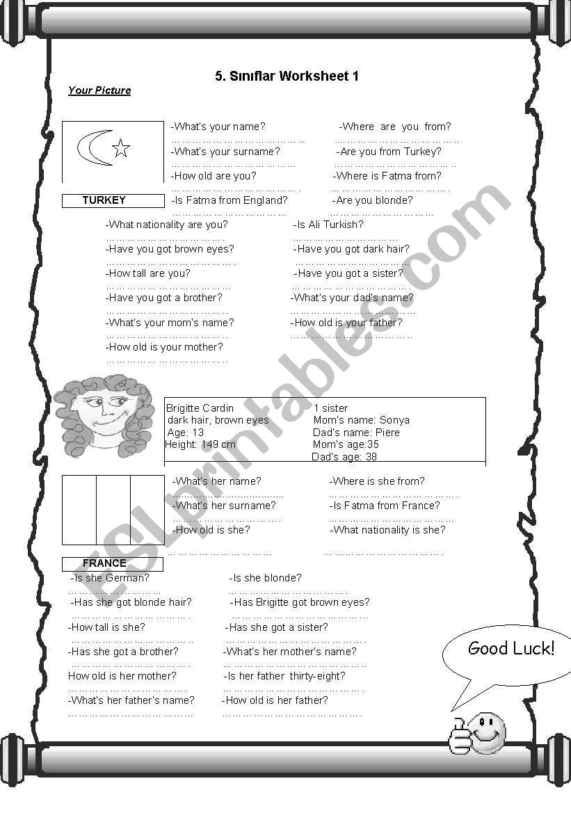 personality worksheet