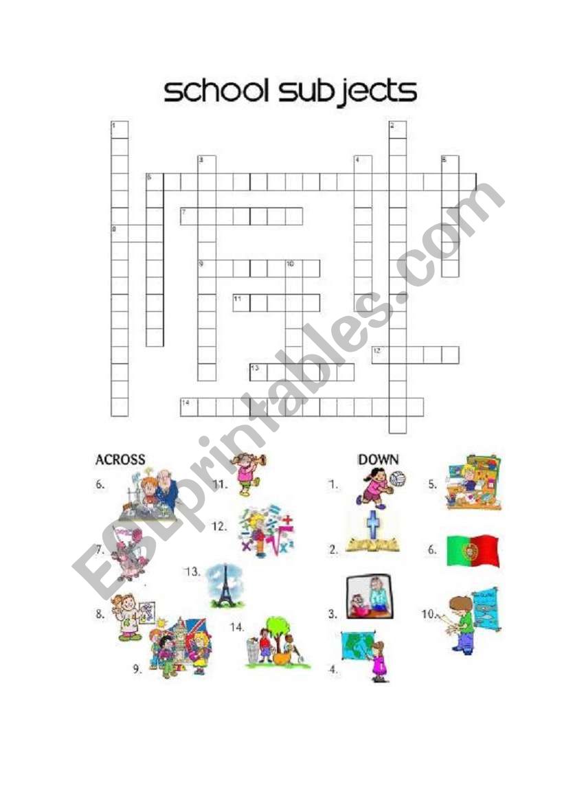 school subjects  worksheet