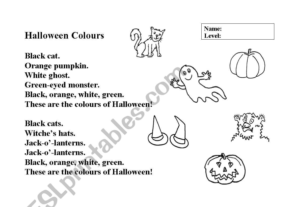 halloween colours worksheet