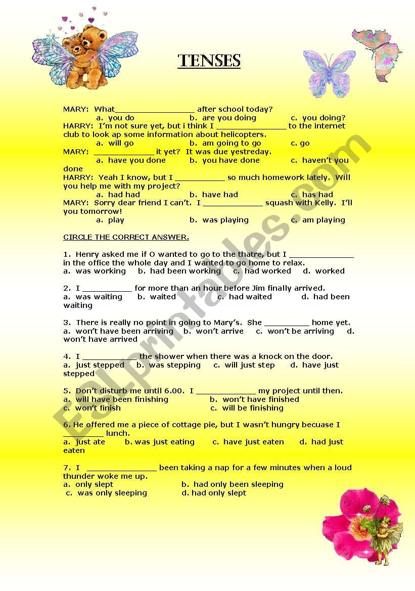 TENSES worksheet