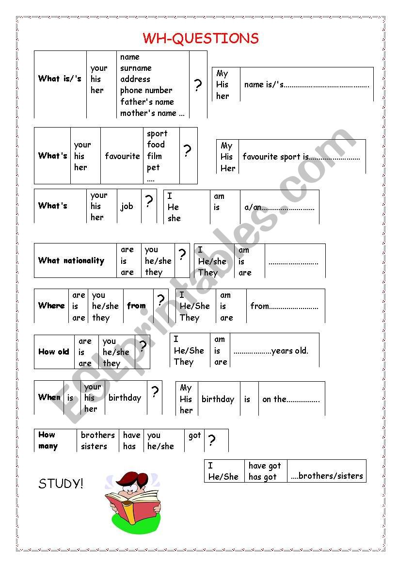 Wh-questions worksheet