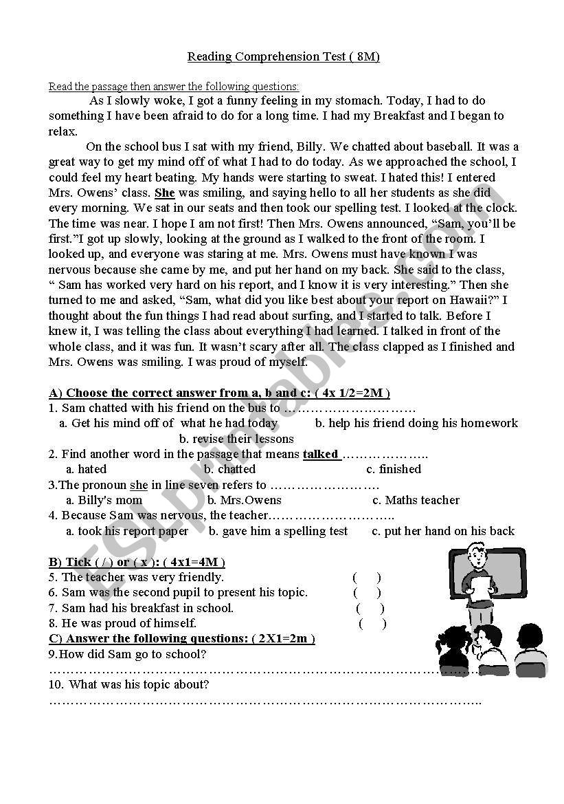 The Oral Presentation worksheet