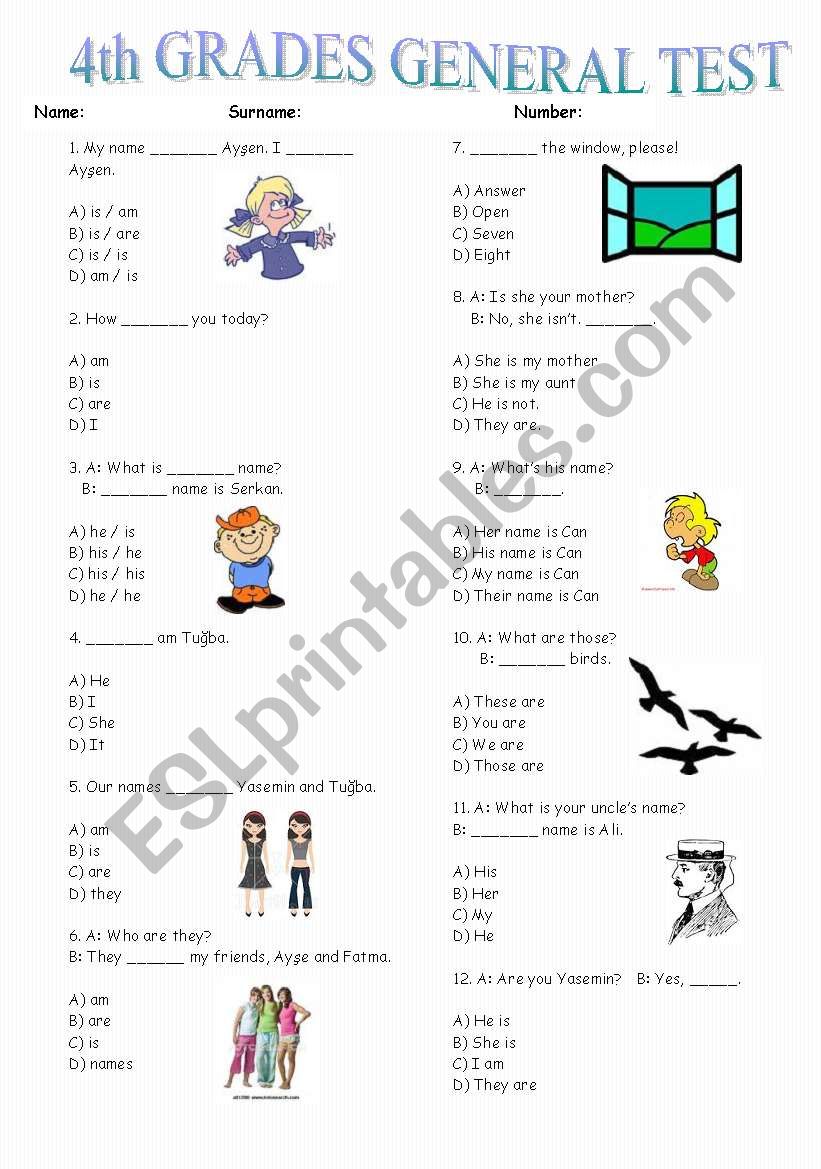 4th Grades Test  -75 Questions (Part 1)