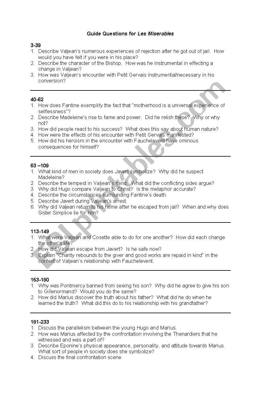 les miserables essay questions