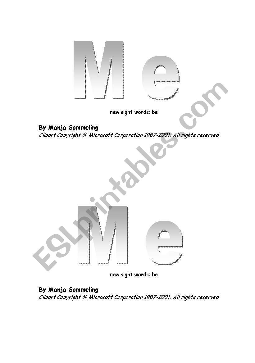 Me booklet -high frequency sight word be
