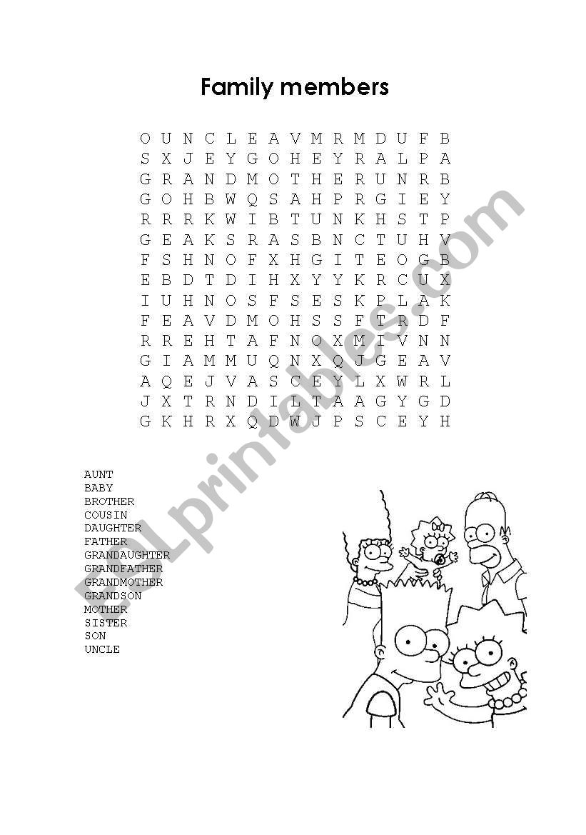 Family Members worksheet