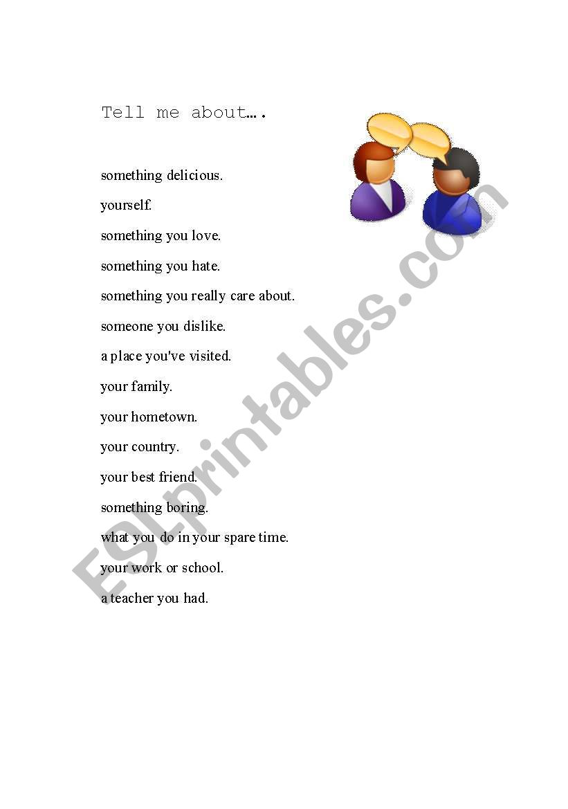 Tell me about... worksheet