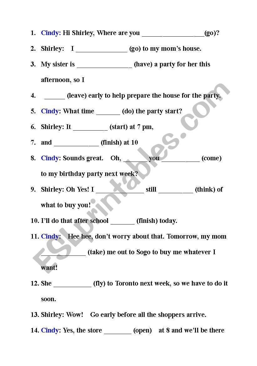 future tense worksheet