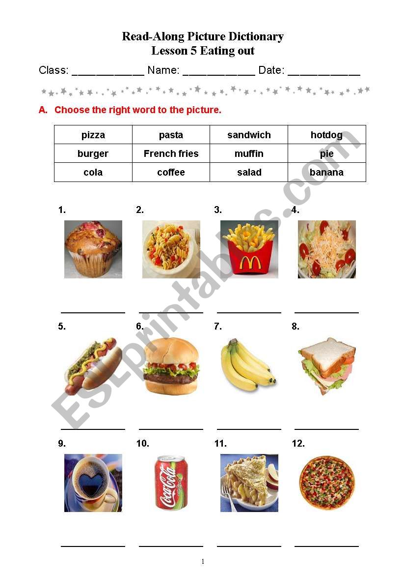 Food worksheet