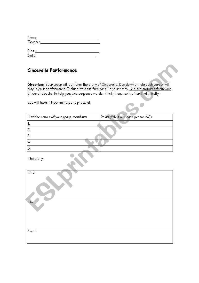 Cinderella Skit Worksheet worksheet