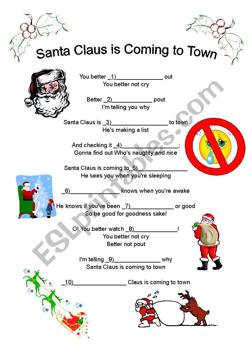 Santa Claus is Coming to Town worksheet