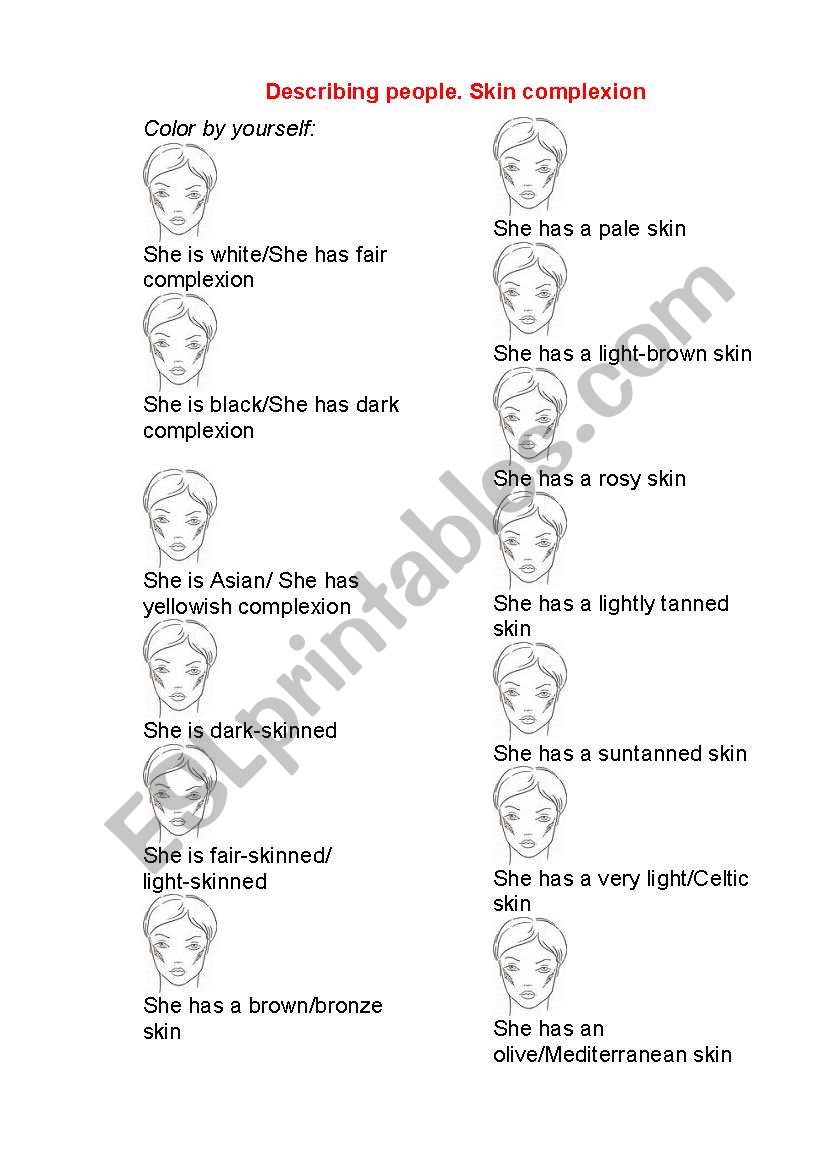 Describing people. Pictionary. Skin Complexion