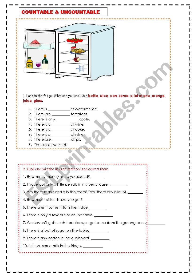 COUNTABLE AND UNCOUNTABLE NOUNS