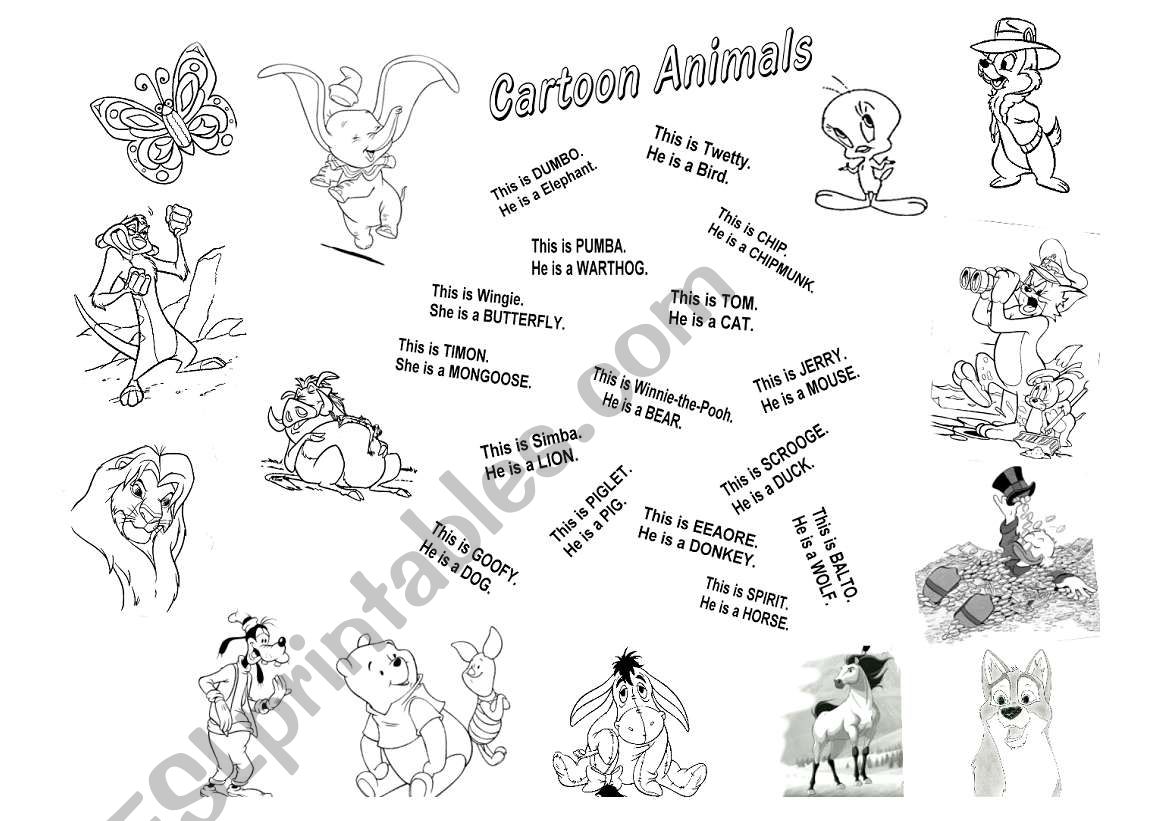 Cartoon animals  worksheet