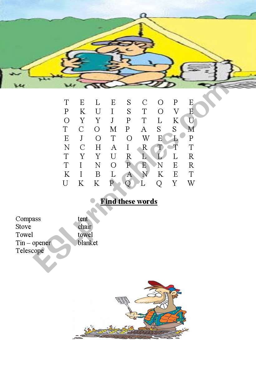 Camping trip (Searching game) worksheet