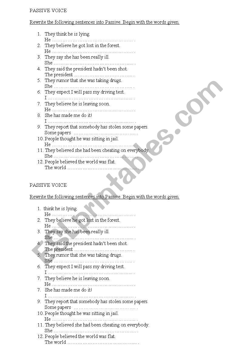 Passive Voice - advanced practice