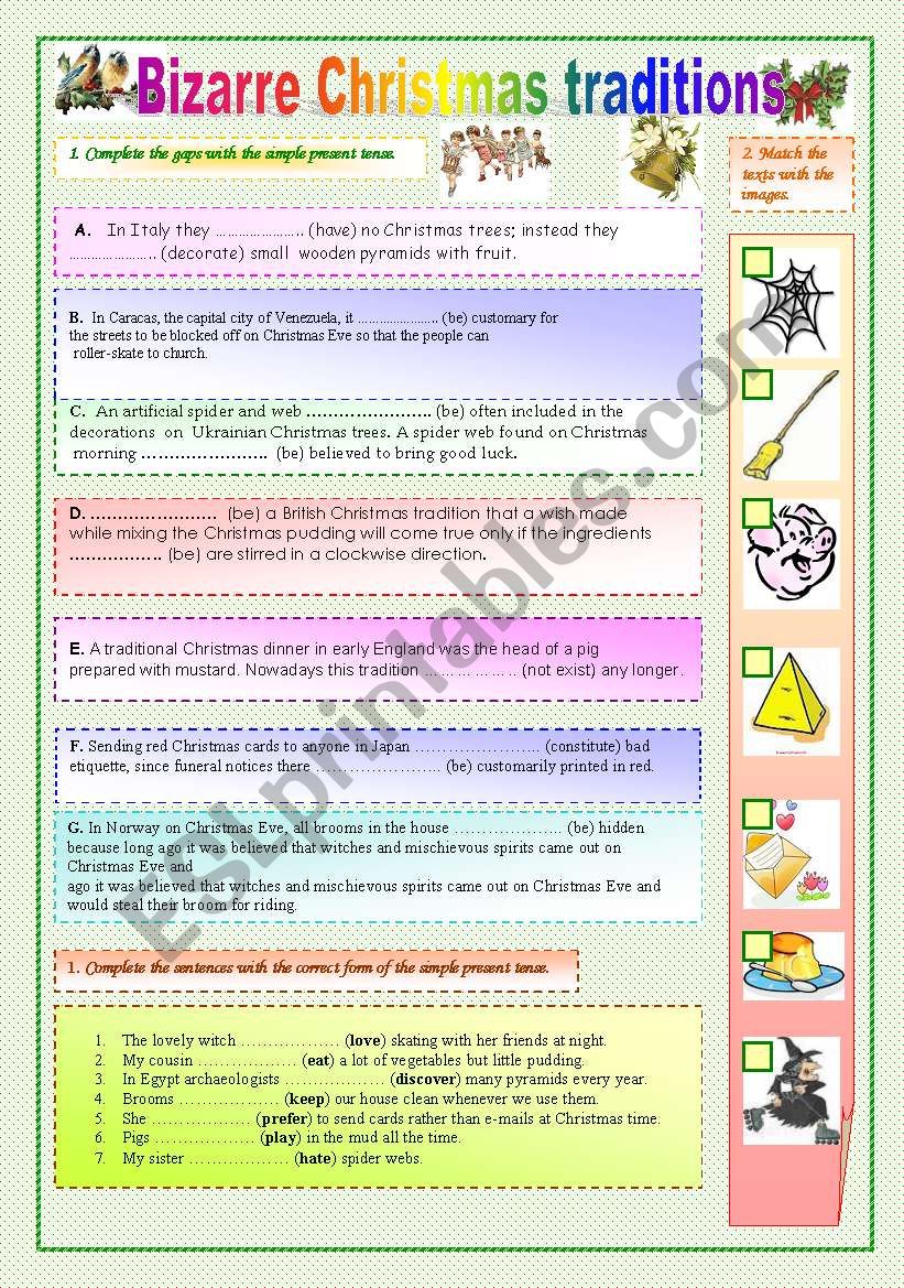 Bizarre Chrismas traditions worksheet