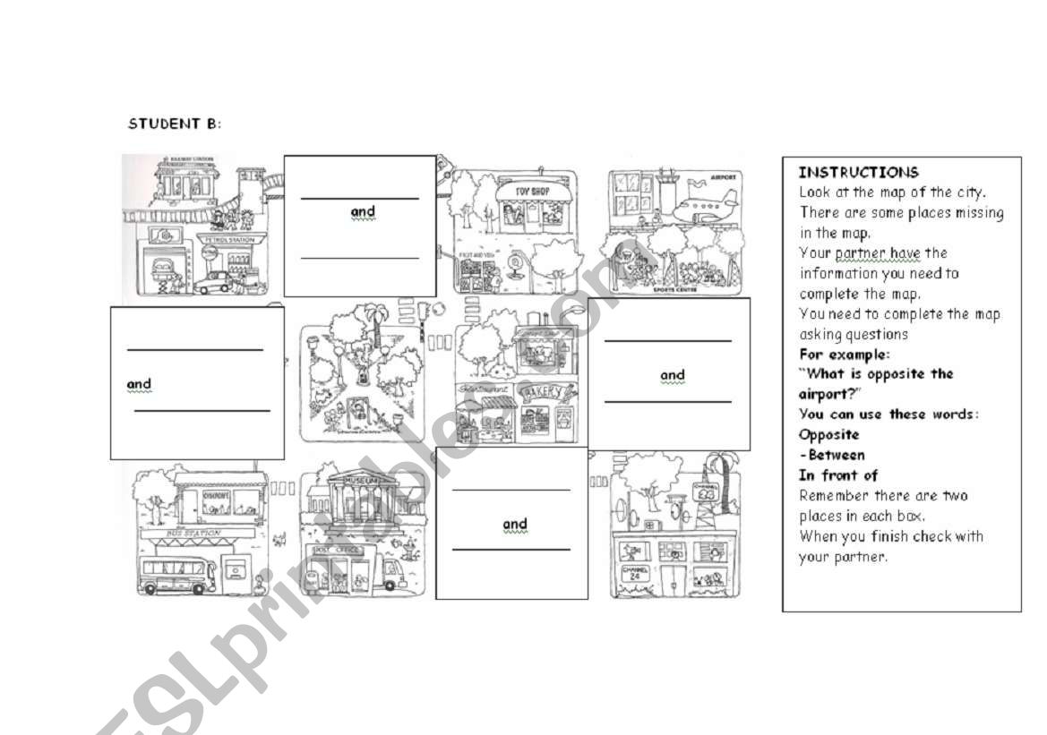 MY TOWN INFORMATION GAP B worksheet