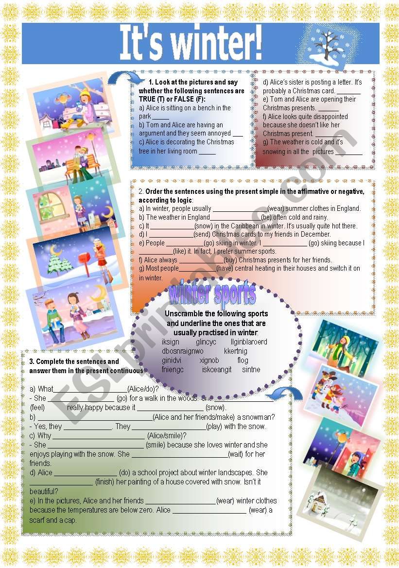 ItÂ´s winter! worksheet