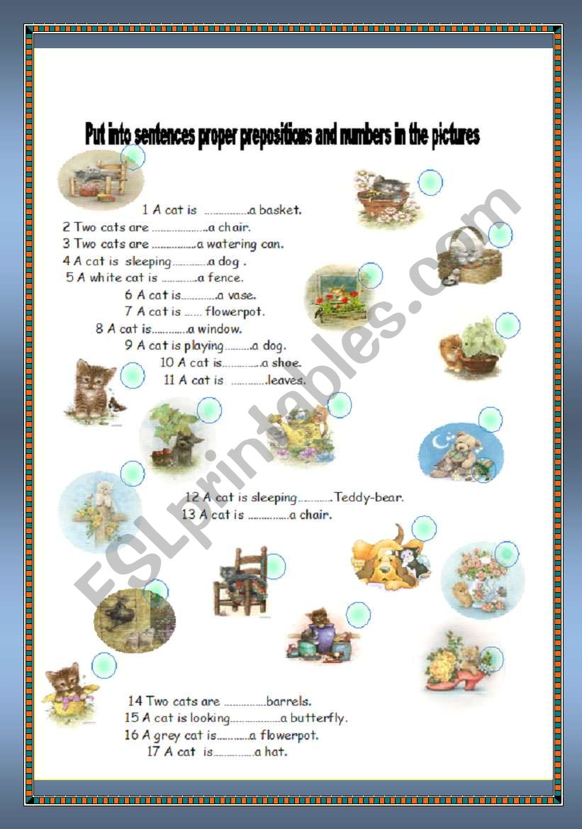 Cats and prepositions worksheet
