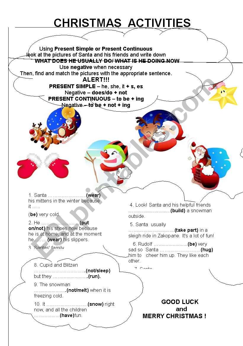 Activities with Santa PART 2 worksheet