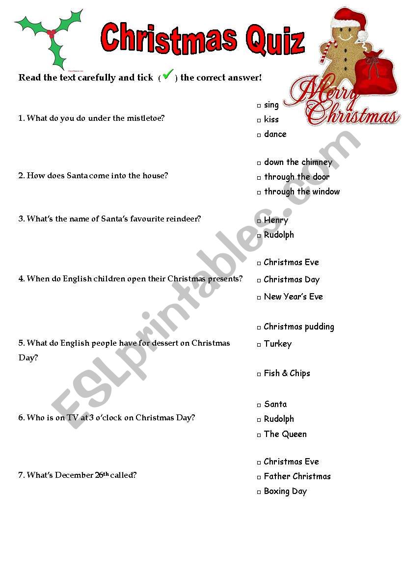 Christmas in Britain Quiz worksheet