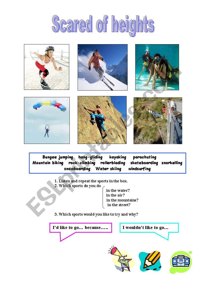 Adventure sports worksheet