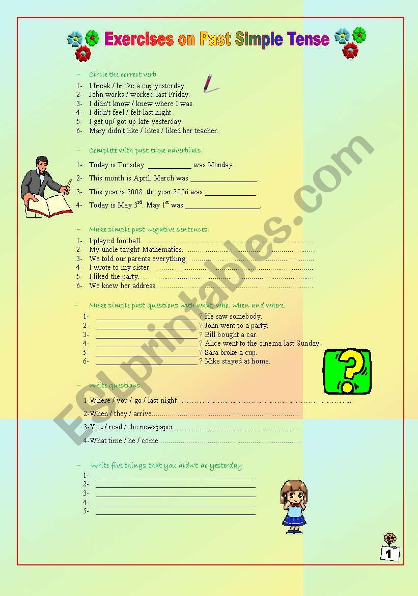 Exercises on Past Simple Tense