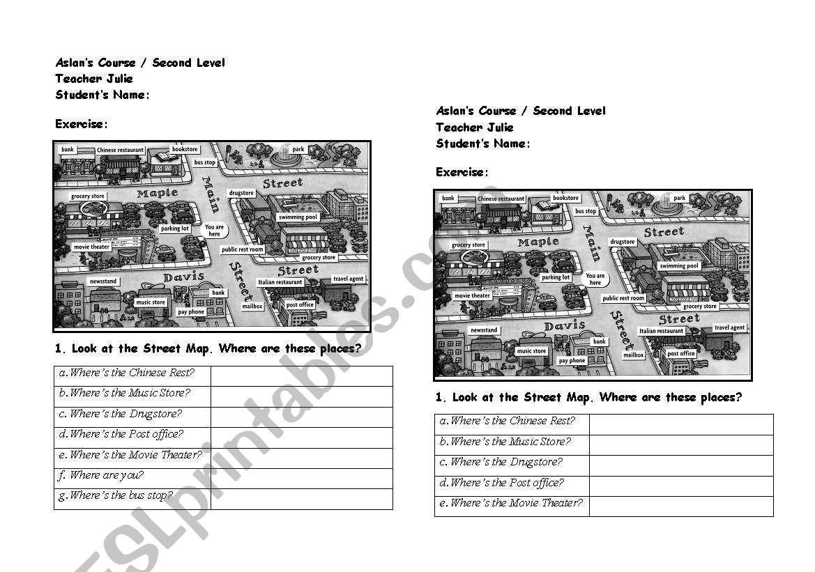 Map Cuty Exercise worksheet