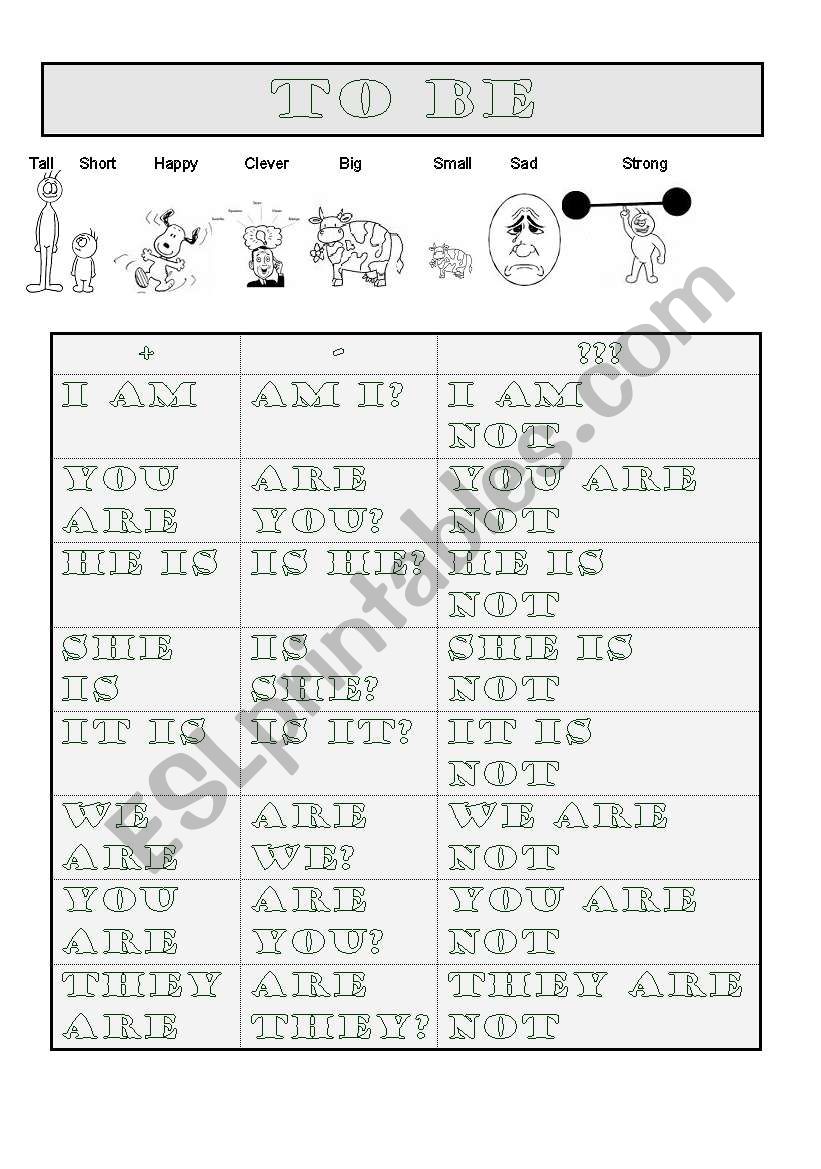 to be + adjectives worksheet
