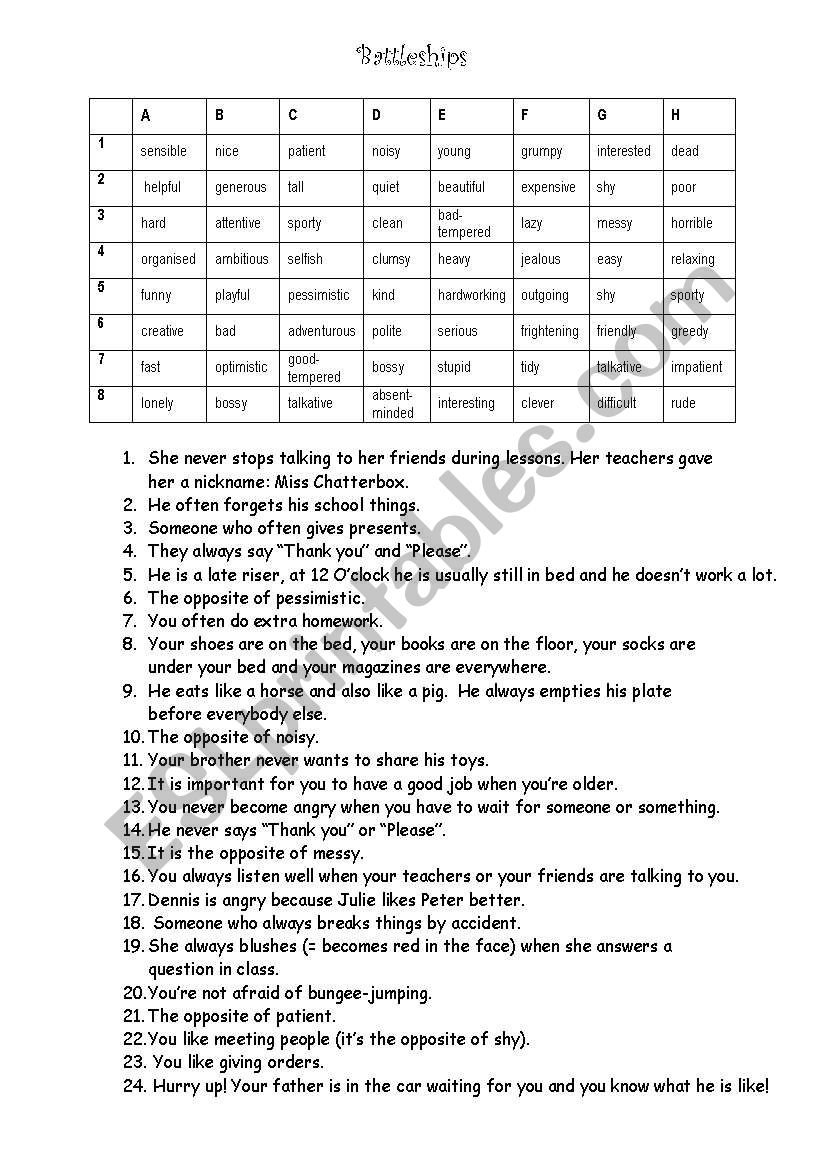 ADJECTIVE MAZE worksheet