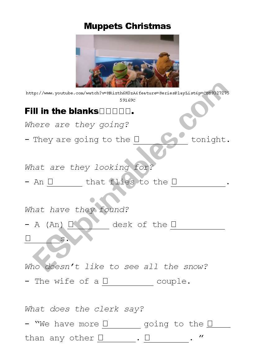 Muppets Christmas Worksheet worksheet