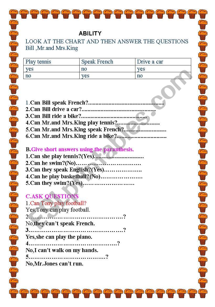 CAN/CANT worksheet