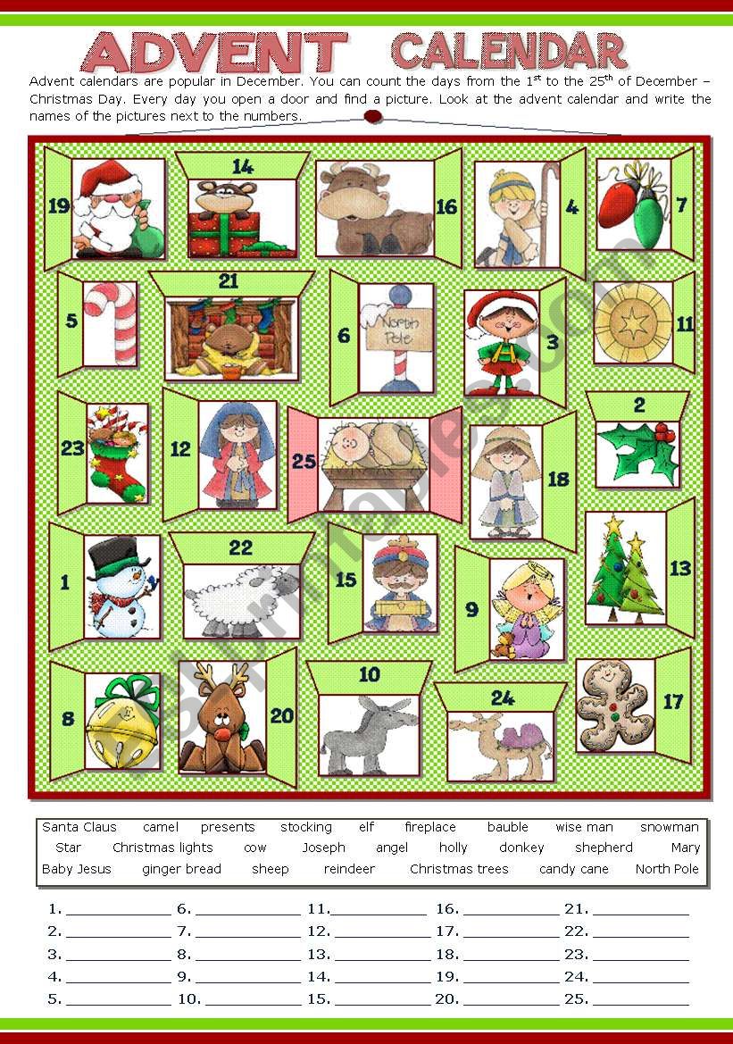 ADVENT CALENDAR 2 worksheet